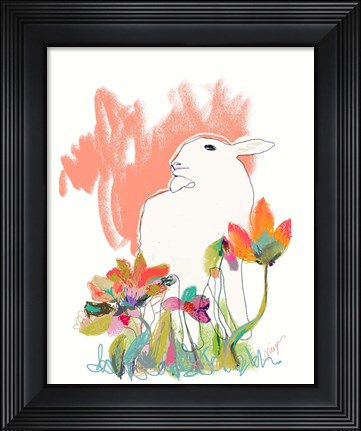 Framed Lamb and Flowers Print