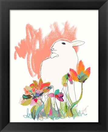 Framed Lamb and Flowers Print