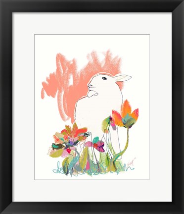 Framed Lamb and Flowers Print