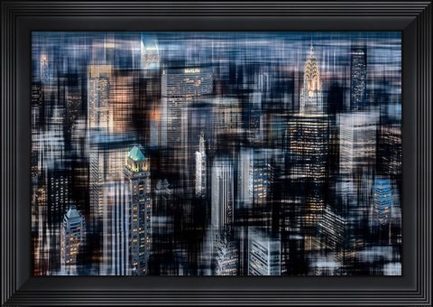 Framed Downtown at Night Print