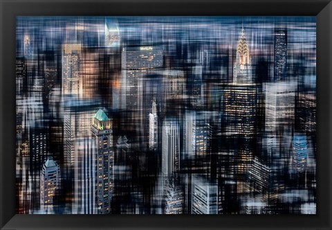 Framed Downtown at Night Print