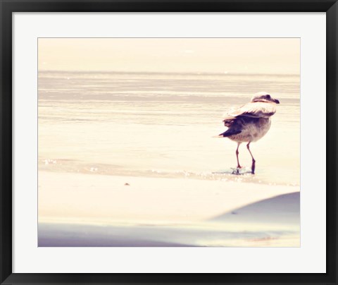 Framed Bird at The Beach Print