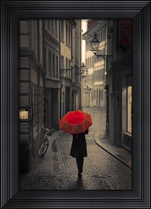 Framed Red Rain Print