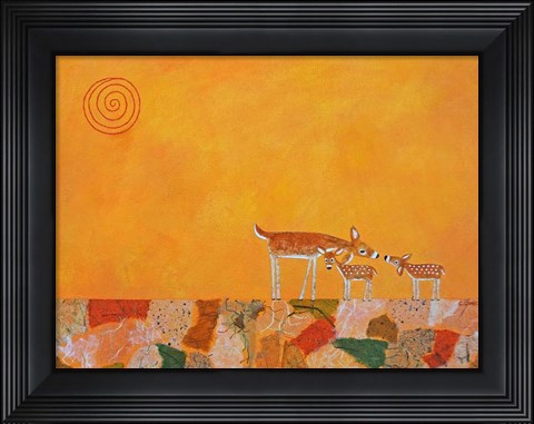 Framed Fawns At Dawn Print