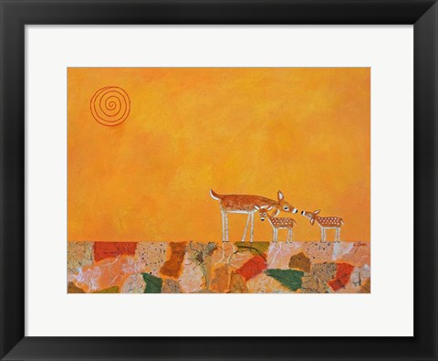 Framed Fawns At Dawn Print