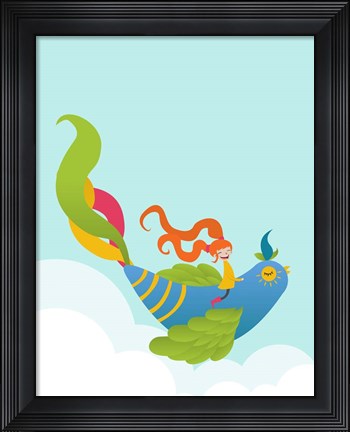 Framed Bird and Girl Print