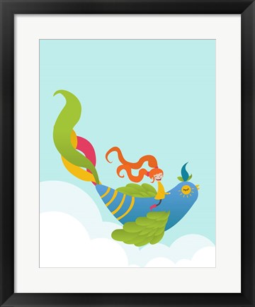 Framed Bird and Girl Print