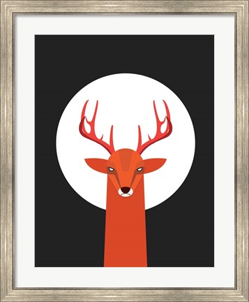 Framed Deer &amp; Moon Print
