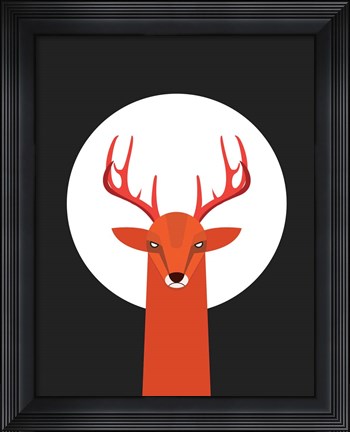 Framed Deer &amp; Moon Print