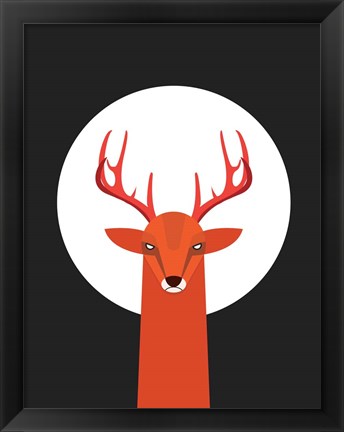 Framed Deer &amp; Moon Print