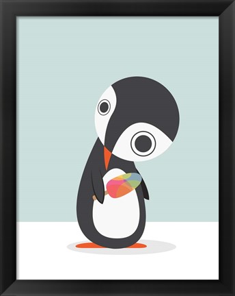 Framed Pingu Loves Ice Cream Print