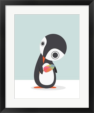 Framed Pingu Loves Ice Cream Print