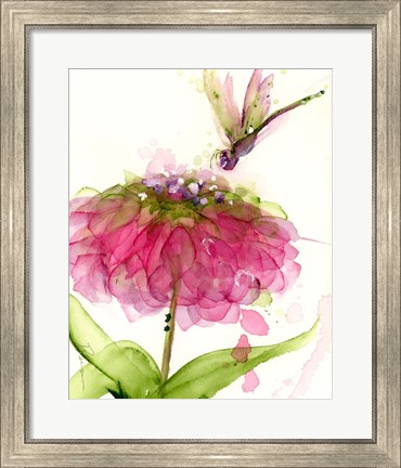 Framed Dragonfly and Zinnia Print