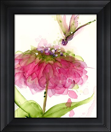 Framed Dragonfly and Zinnia Print