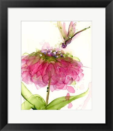 Framed Dragonfly and Zinnia Print