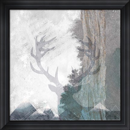 Framed Deer and Mountains 1 Print