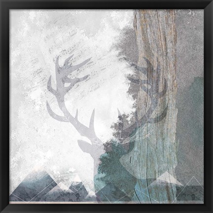 Framed Deer and Mountains 1 Print