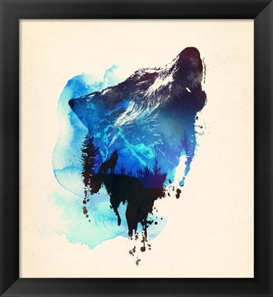 Framed Alone As a Wolf Print