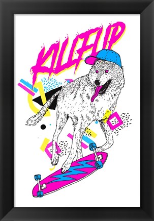 Framed Kickflip Wolf Print