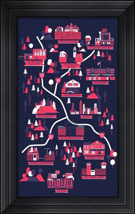 Framed Walking Dead Map Print