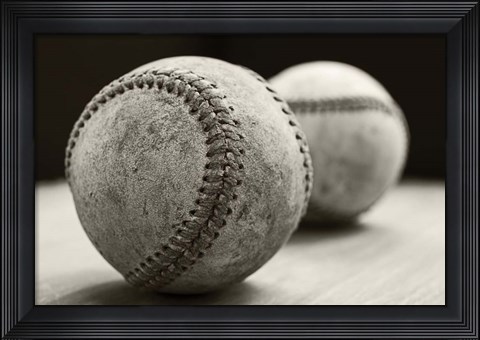 Framed Old Baseballs Print
