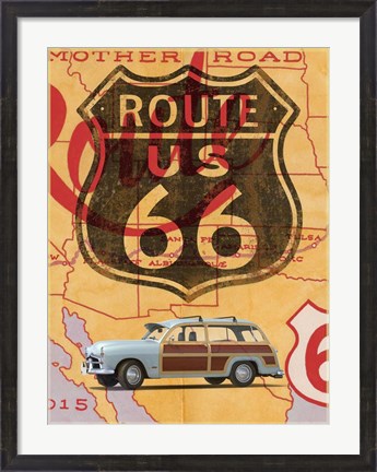 Framed Route 66 Vintage Postcard Print