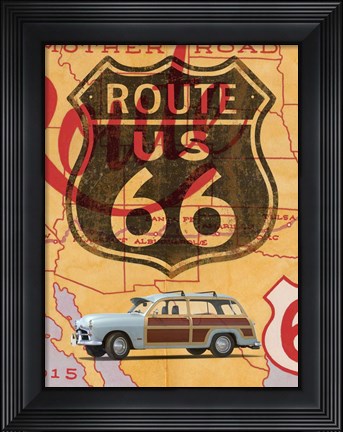 Framed Route 66 Vintage Postcard Print