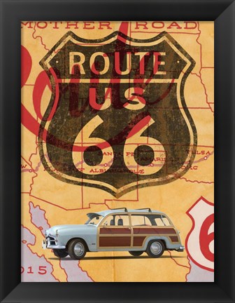 Framed Route 66 Vintage Postcard Print