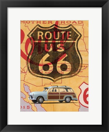 Framed Route 66 Vintage Postcard Print