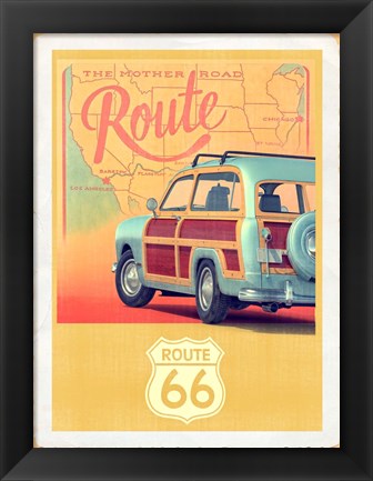 Framed Route 66 Vintage Travel Print