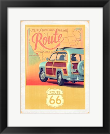 Framed Route 66 Vintage Travel Print