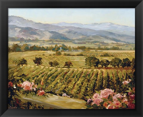 Framed Vineyards to Vaca Mountains Print