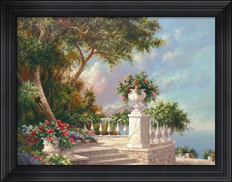 Framed Balcony at Lake Como Print