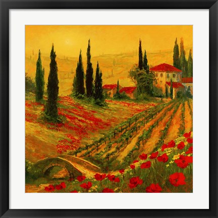 Framed Poppies of Toscano I Print