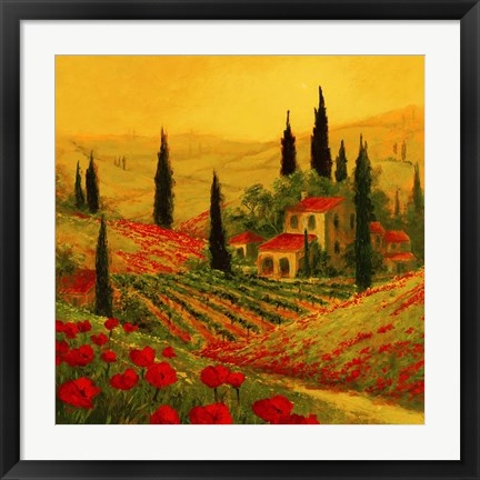 Framed Poppies of Toscano II Print