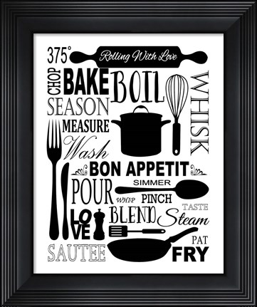 Framed Culinary Love 1 (black &amp; white) Print