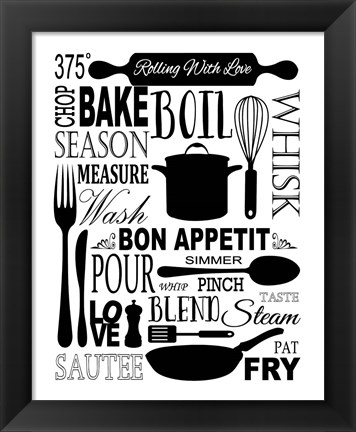 Framed Culinary Love 1 (black &amp; white) Print