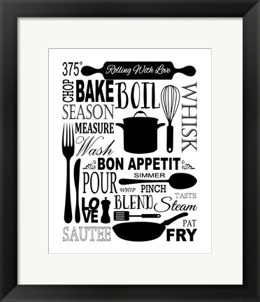 Framed Culinary Love 1 (black &amp; white) Print