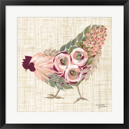 Framed Botanical Rooster II Print