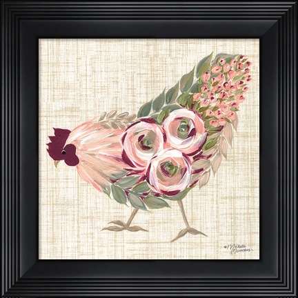 Framed Botanical Rooster II Print