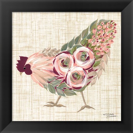 Framed Botanical Rooster II Print