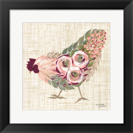 Framed Botanical Rooster II Print