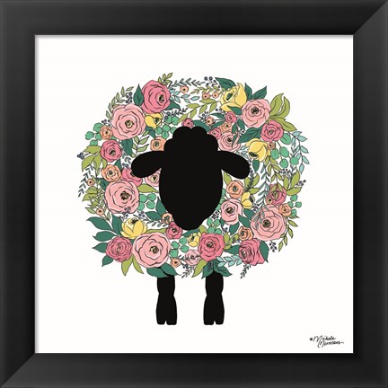 Framed Floral Sheep Print