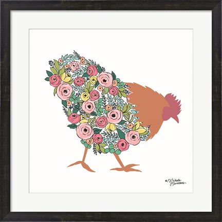 Framed Floral Rooster Print