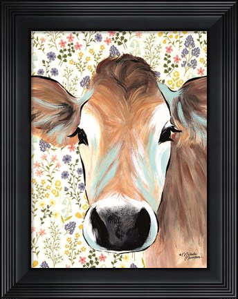 Framed Bluebell Cow Print