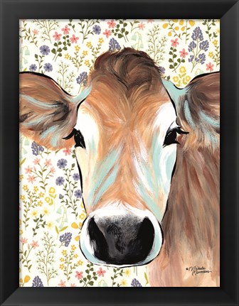 Framed Bluebell Cow Print