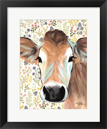 Framed Bluebell Cow Print