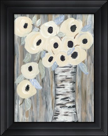 Framed Blooming Birch Vase I Print