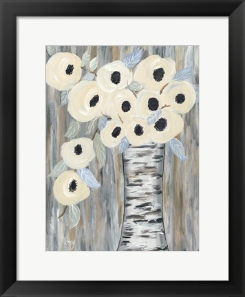 Framed Blooming Birch Vase I Print