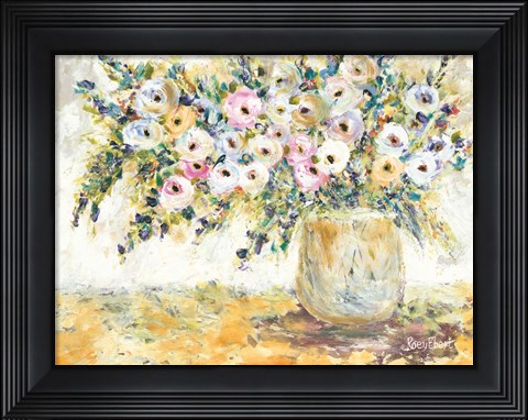 Framed Bowlful of Roses Print